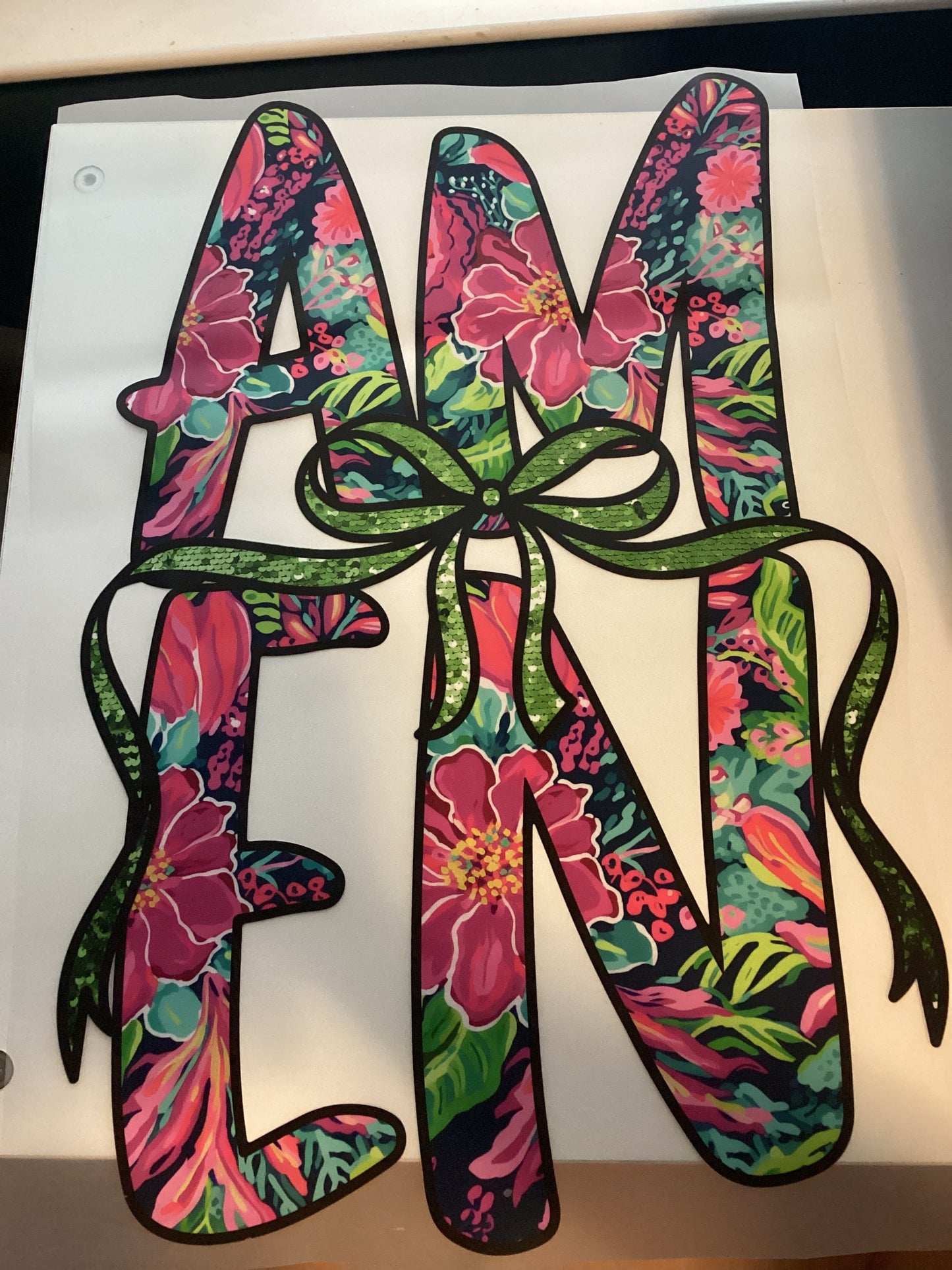 DTF Transfer Design D116- Amen Bow