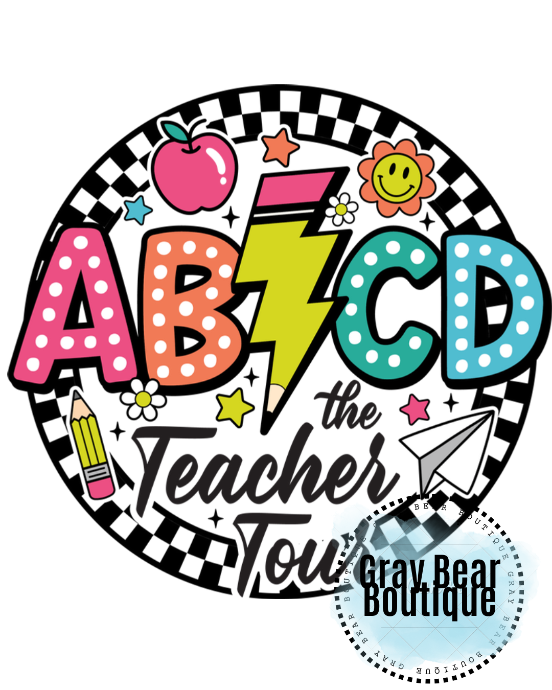 DTF Transfer Design- ABCD The Teacher Tour Front