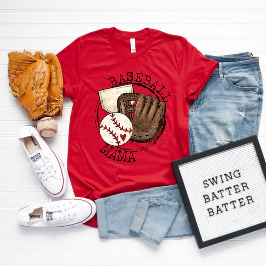 DTF Transfer Design D311- Baseball Mama with Glove and Plate