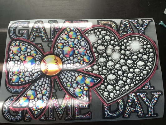 DTF Transfer Design D370- Game Day Softball Faux Glitter
