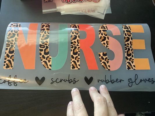 DTF Transfer Design D271- Nurse Coffee Scrubs Rubber Gloves