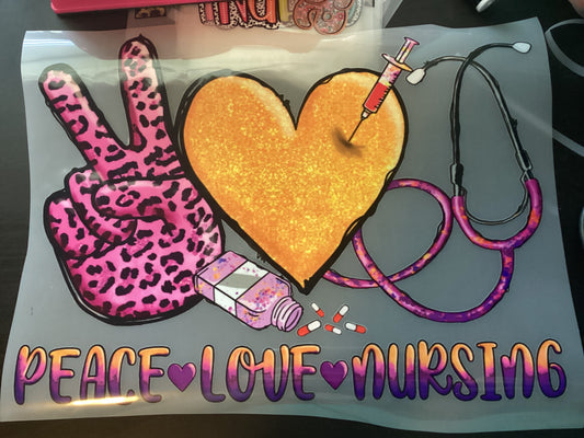 DTF Transfer Design D277- Peace Love Nursing