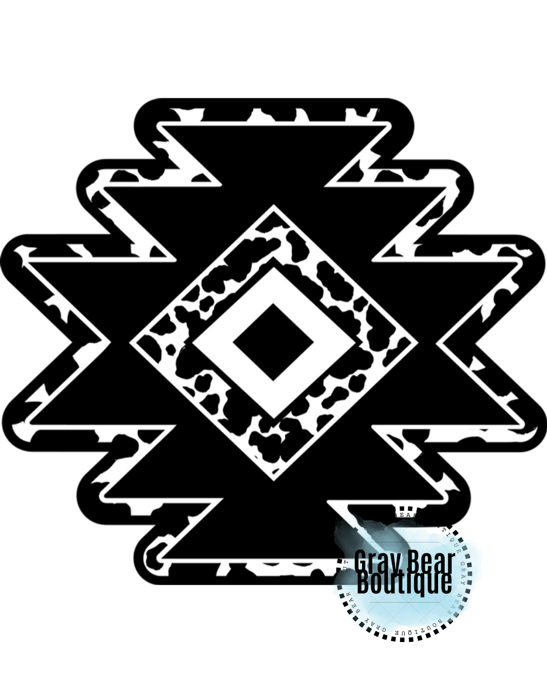 DTF Transfer Design- Black and White Cow Aztec