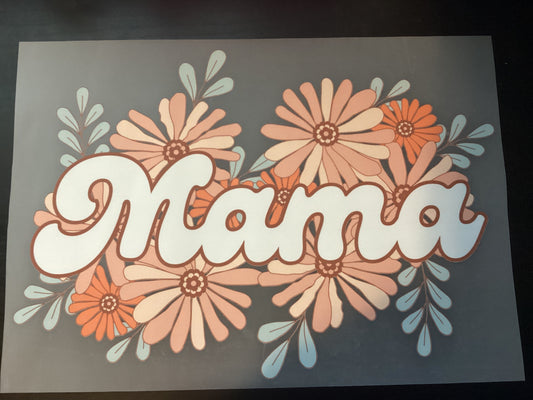 DTF Transfer Design D282-Mama Orange Flowers