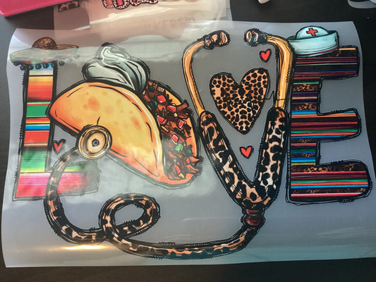 DTF Transfer Design D274- Love Taco Stethoscope