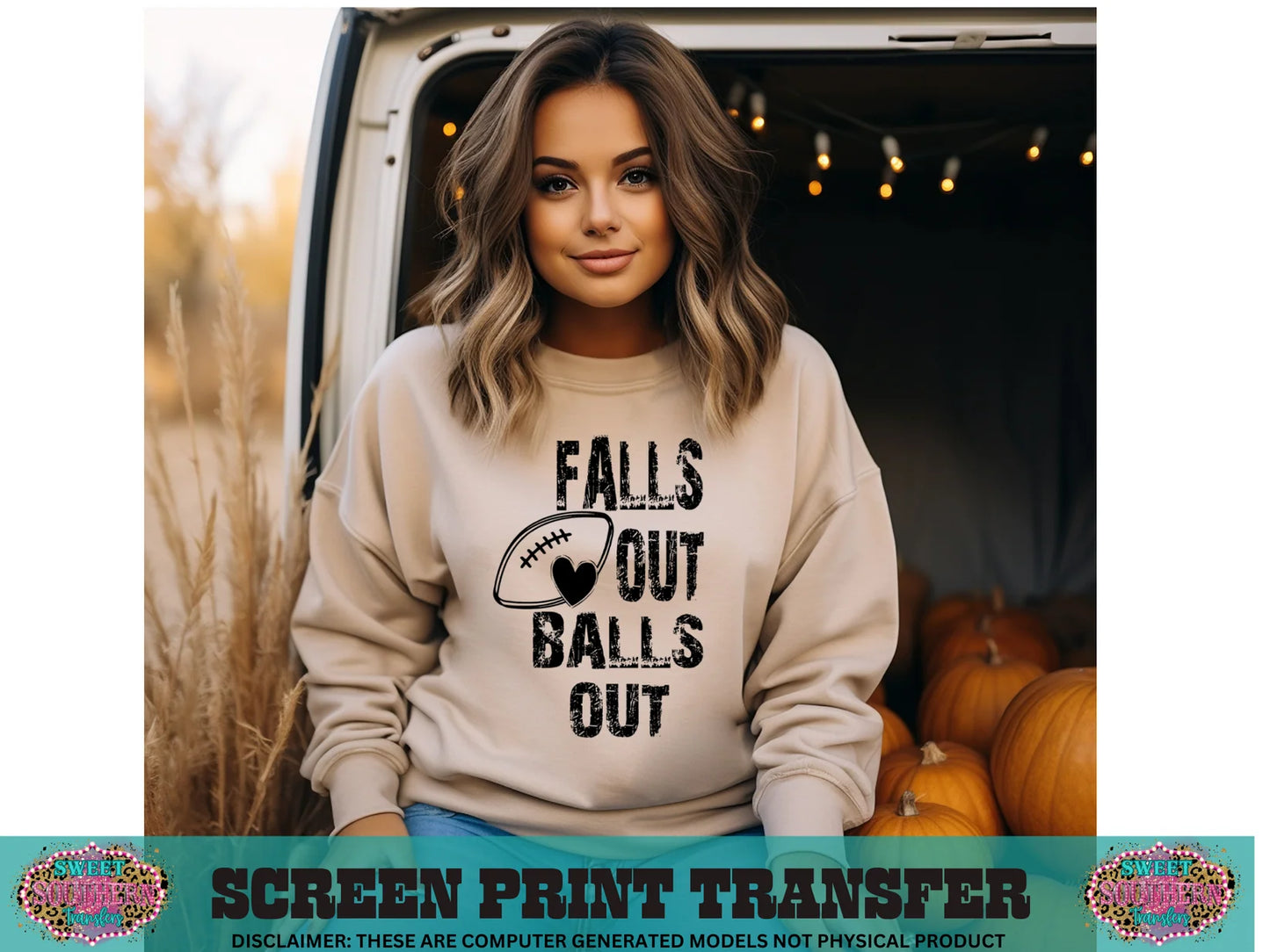 Screen Print Transfer Design S100- Falls Out Balls Out