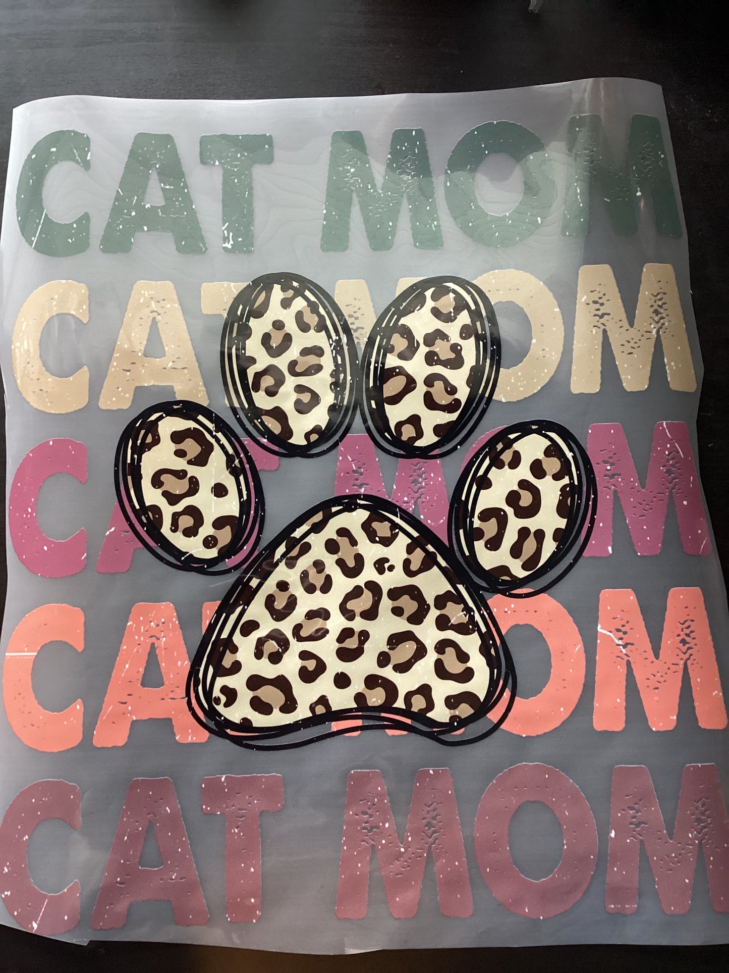 DTF Transfer Design D195- Cat Mom Leopard