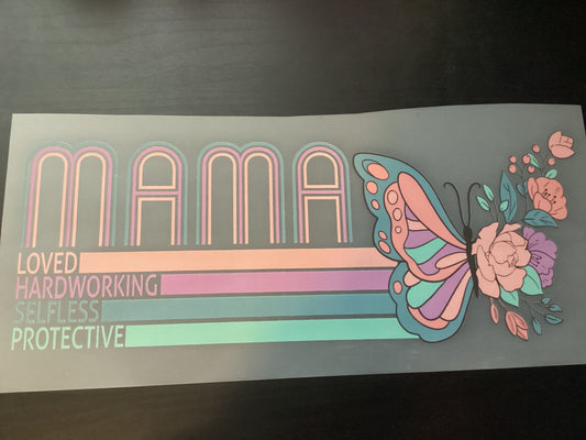 DTF Transfer Design D286- Mama Butterfly Flower
