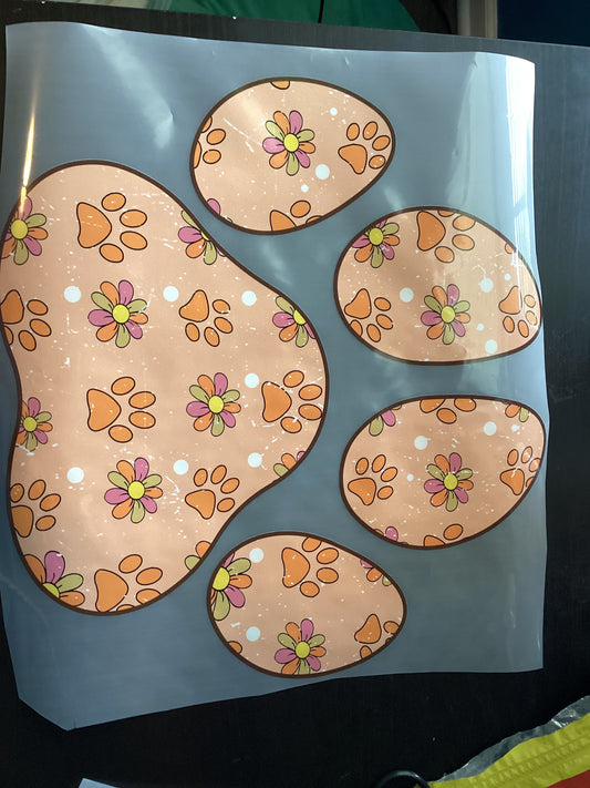 DTF Transfer Design D193- Orange Paw Print