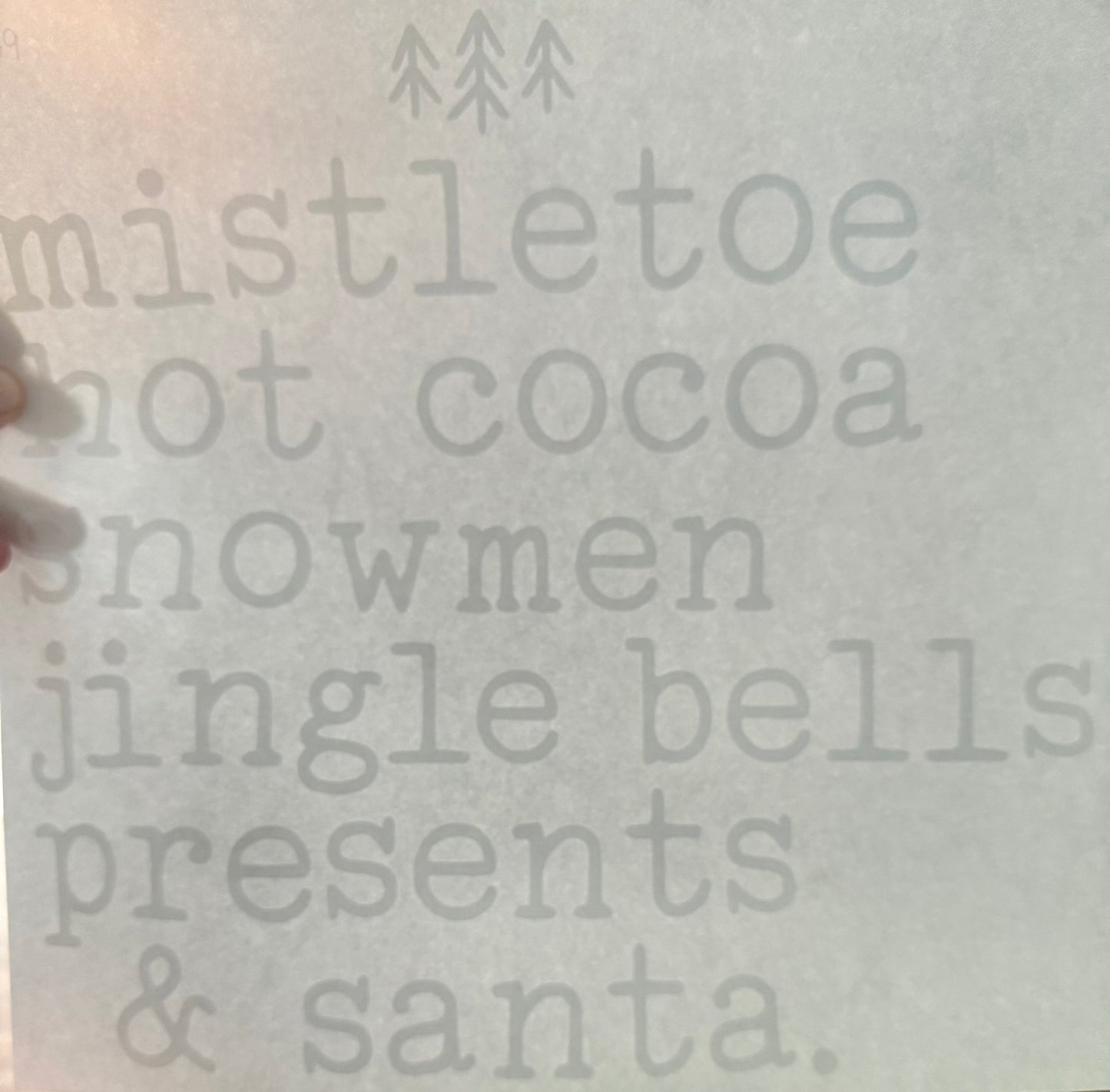 Screen Print Transfer Design S269- Mistletoe Hot Cocoa Snowmen Jingle Bells Presents and Santa
