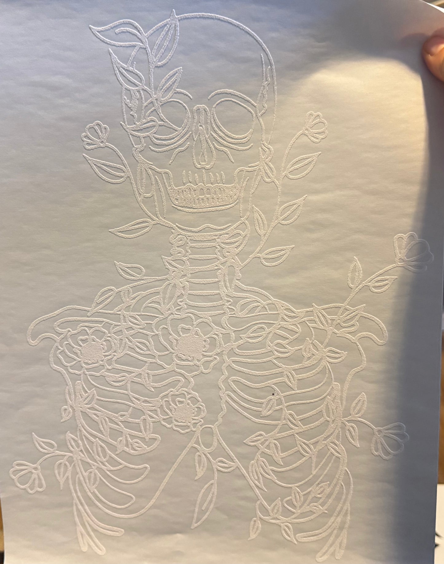 Screen Print Transfer Design S290- Skelly with Flowers