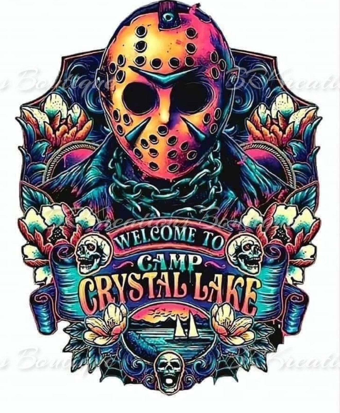 Screen Print Transfer Design S278- Welcome to Camp Crystal Lake