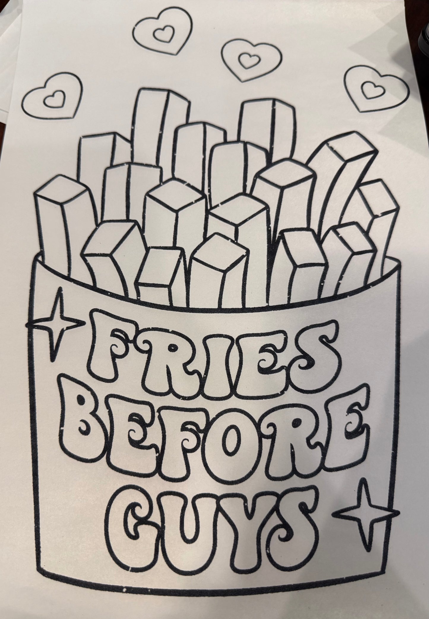 Screen Print Transfer Design S230- Fries Before Guys