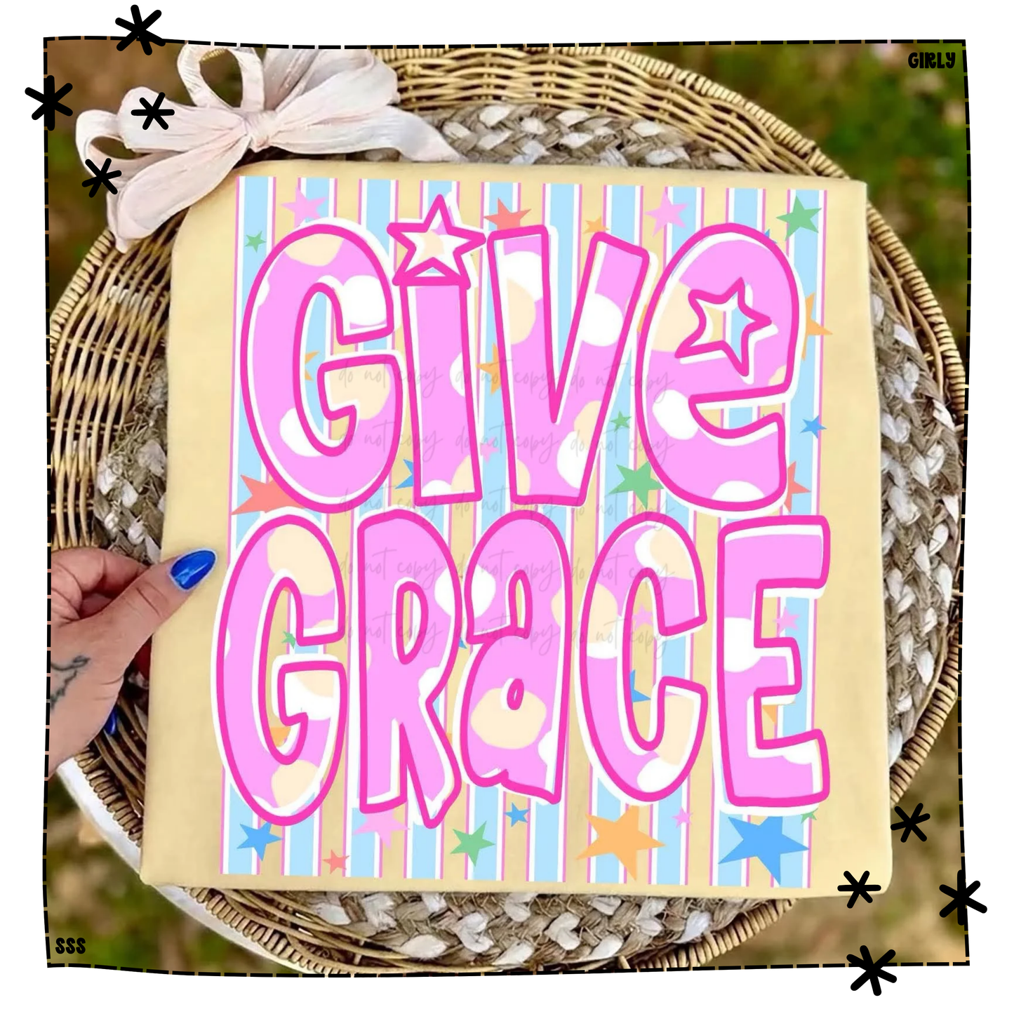Give Grace Stars Pink Blue Stripes
