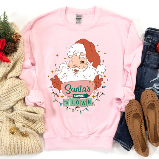 DTF Transfer Design D344- Retro Santa's Coming to Town