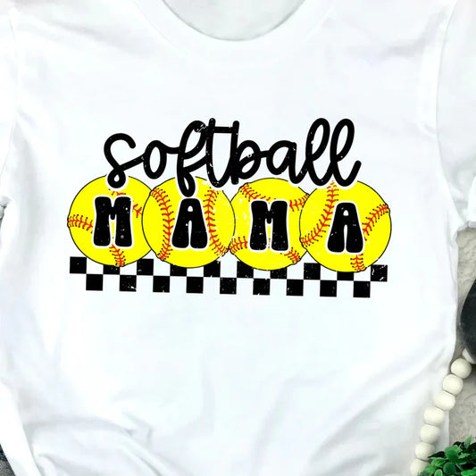 DTF Transfer Design D310- Softball Mama Checkered