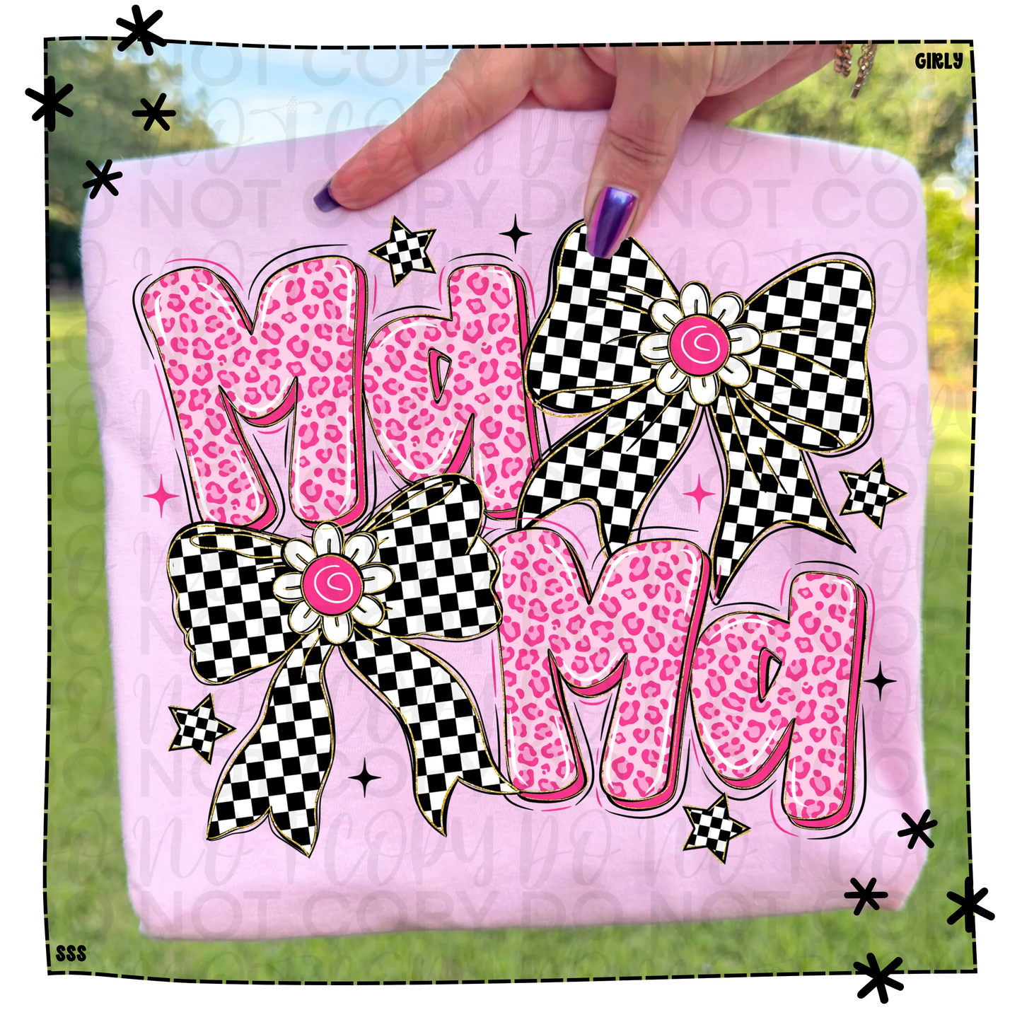 Mama Pink Leopard With Checker Bow