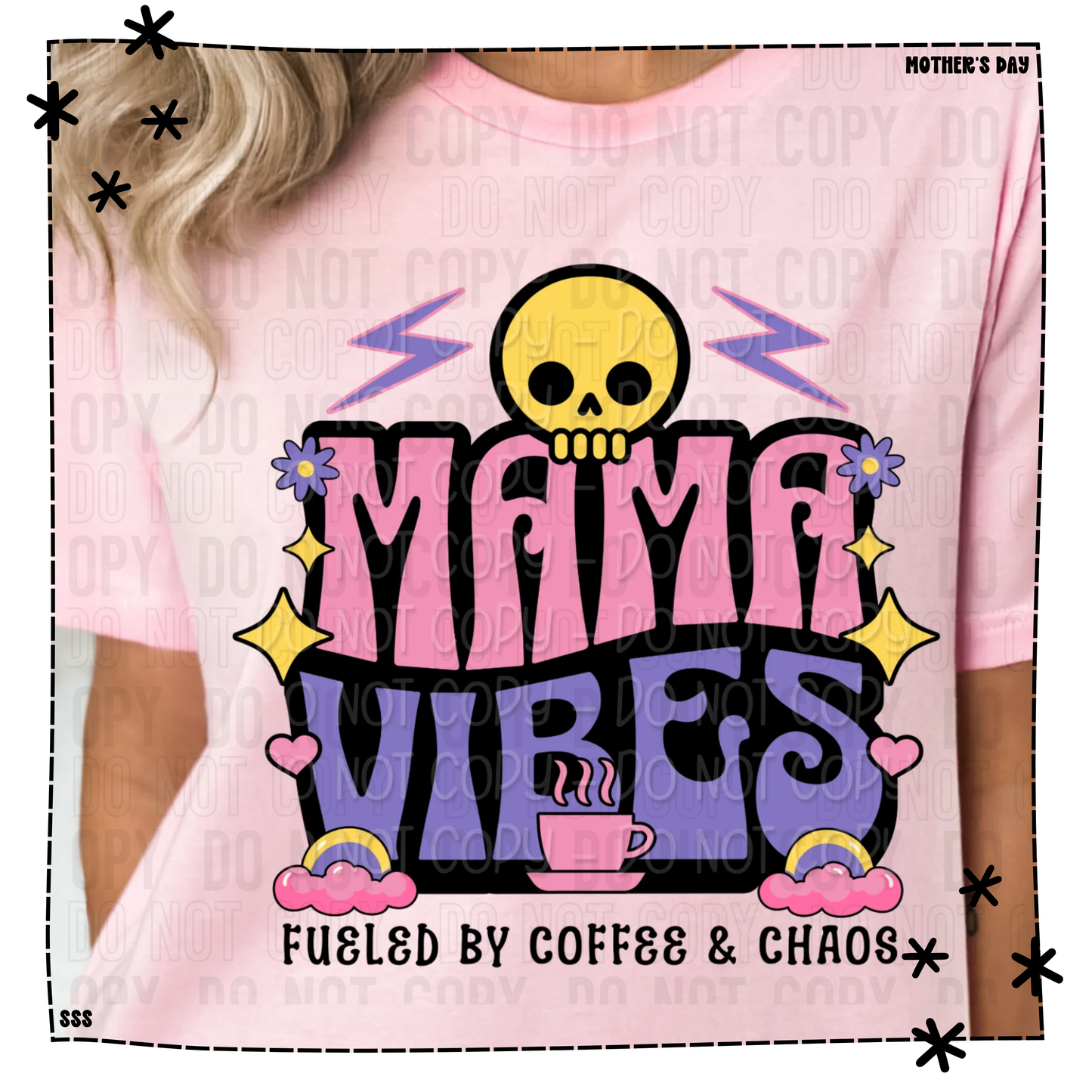 Mama Vibes Pink Purple Fueled By Coffee