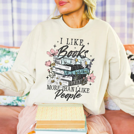 DTF Transfer Design D396- I Like Books More Than People