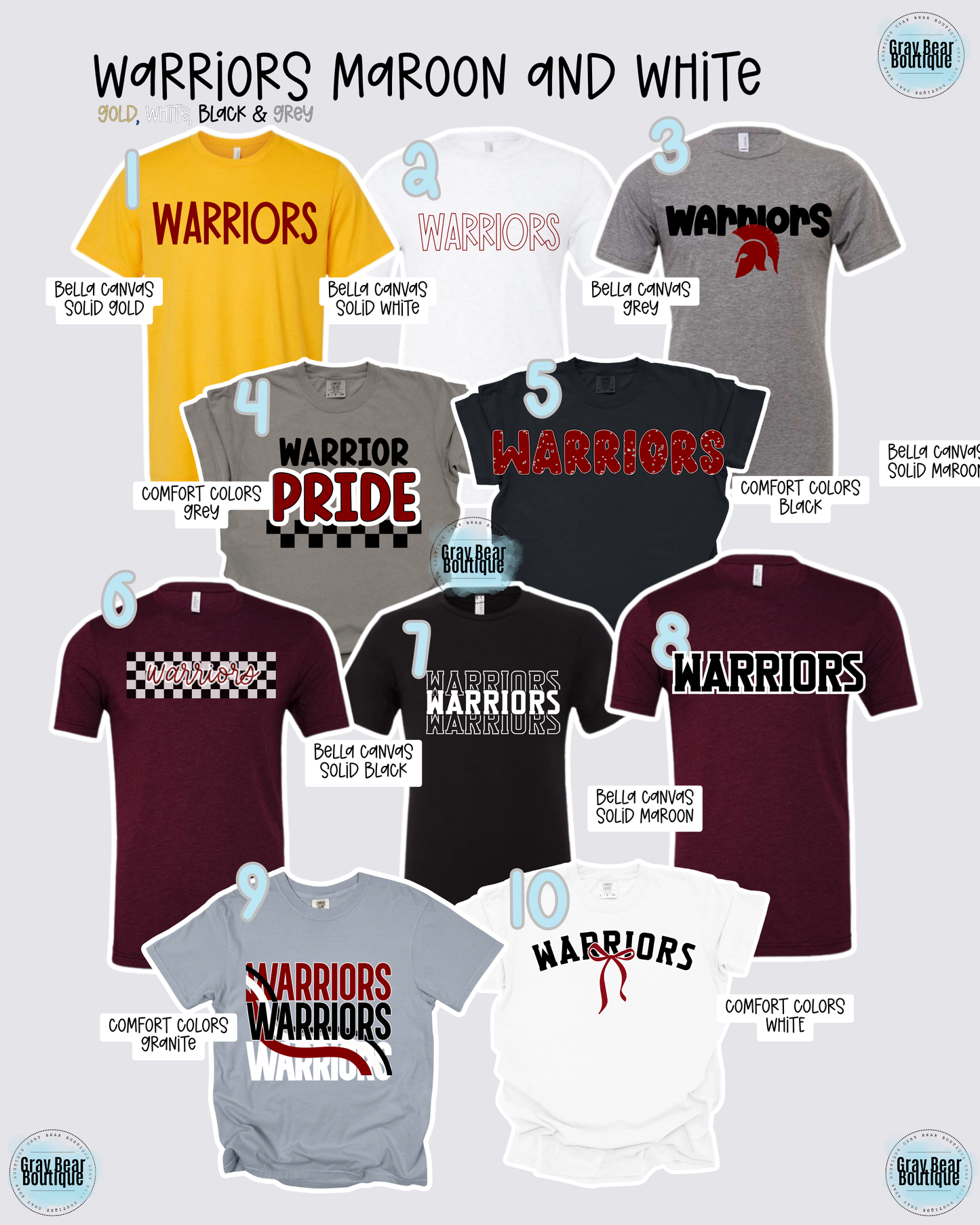 Warriors Maroon and White Spirit Wear