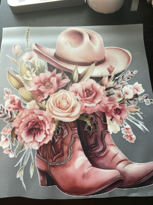 DTF Transfer Design D413- Soft Floral Boots