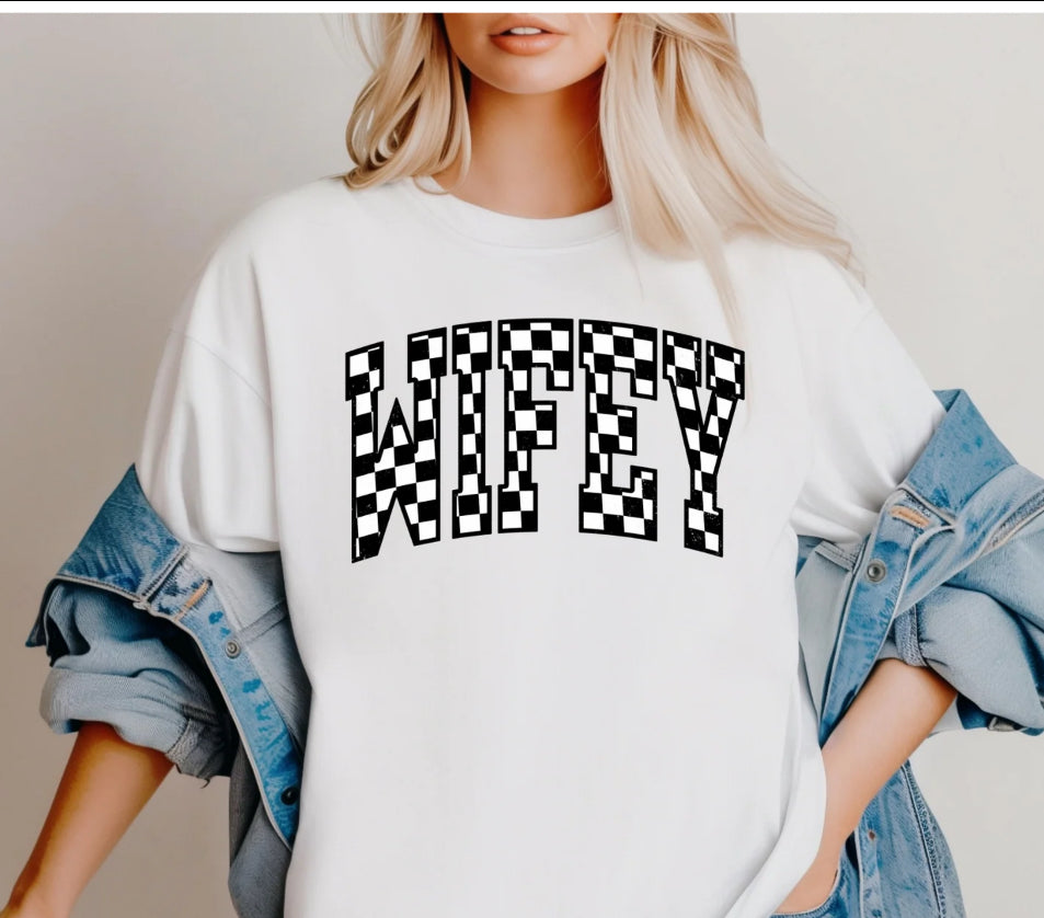 Screen Print Transfer Design S198-Wifey Checkered