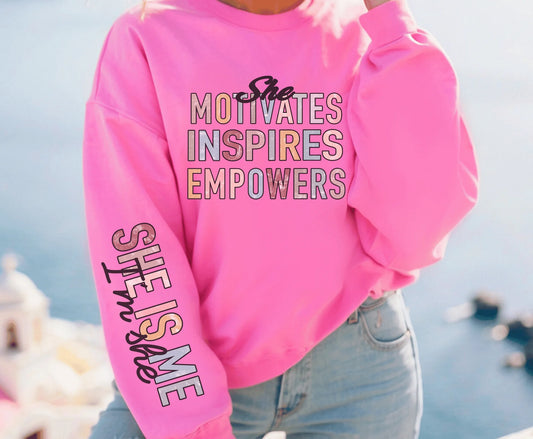 DTF Transfer Designs D140- She Motivates Inspires Empowers