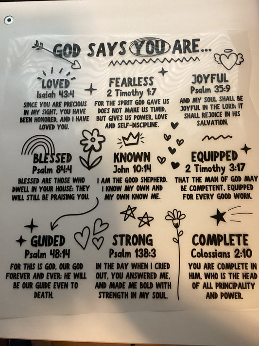 DTF Transfer Design D113- God Says You Are