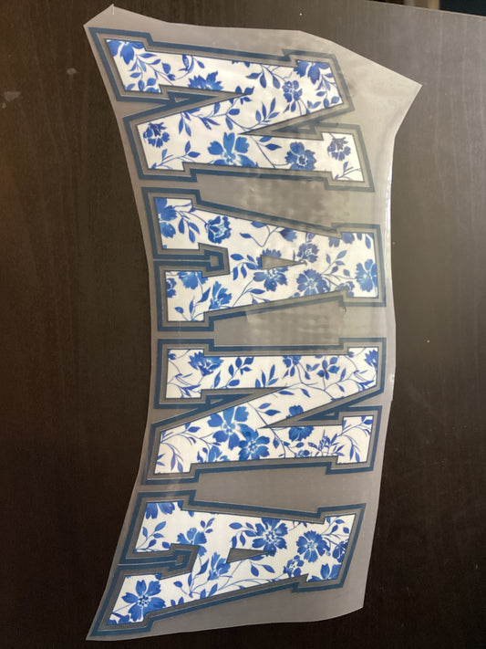 DTF Transfer Design D197- Nana Blue Flowers