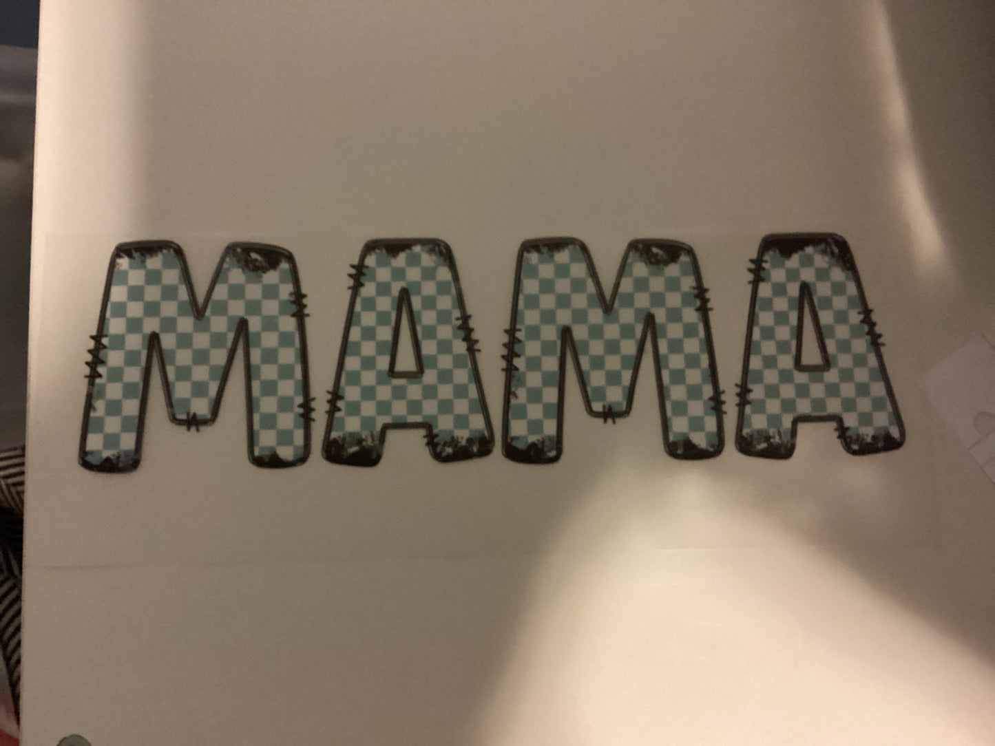 DTF Transfer Design D137- Mama blue Checkered