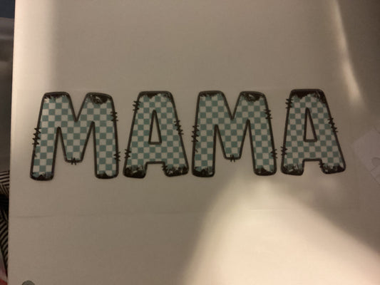 DTF Transfer Design D137- Mama blue Checkered