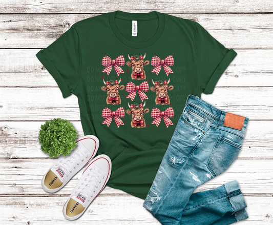 DTF Transfer Design D467- Highland Cow Bow
