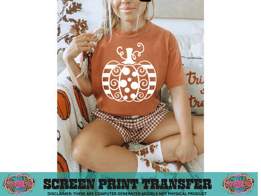 Screen Print Transfer S160- White Pumpkin