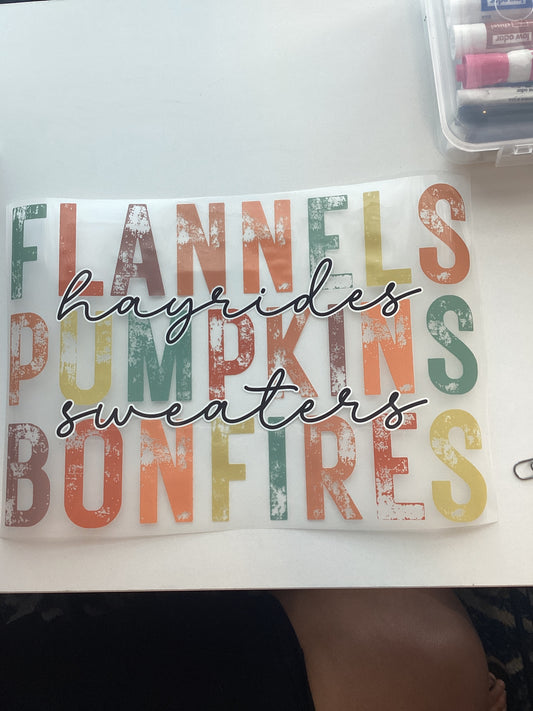 DTF Transfer Design D408- Flannels Hayrides Pumpkins Sweaters Bonfires