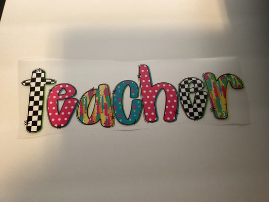 DTF Transfer Design D119- Teacher Checkered Bright