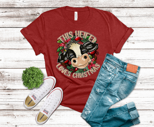 DTF Transfer Design D471- This Heifer Loves Christmas