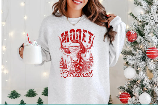 Screen Print Transfer Design S179- Mooey Christmas Red