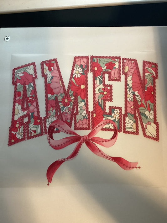 DTF Transfer Design D102- Amen Faux Stitch