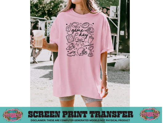Screen Print Transfer Design S105- Game Day Symbols