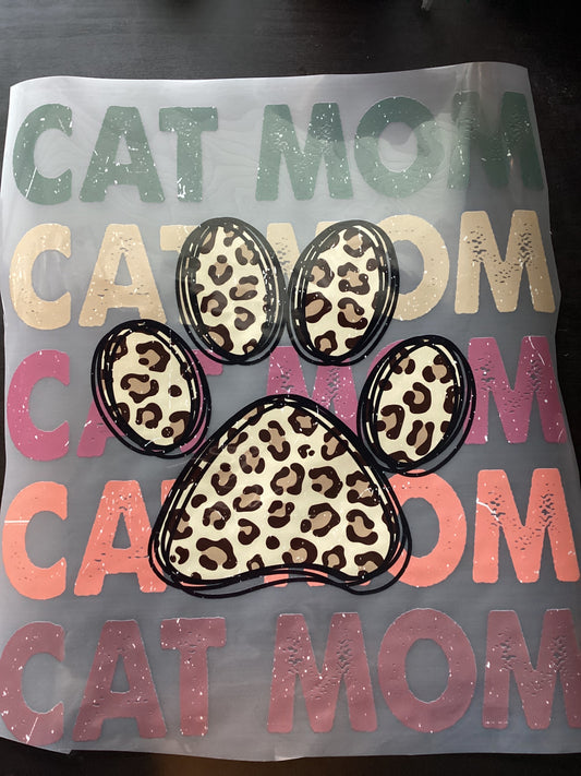DTF Transfer Design D195- Cat Mom Leopard