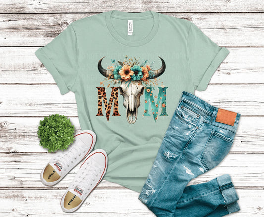 DTF Transfer Design D153- Mom Bull Skull