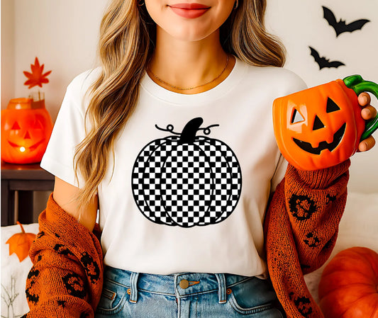 Screen Print Transfer Design S200- Checkered Pumpkin