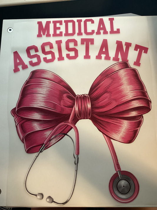 DTF Transfer Design D97- Medical Assistant Bow Pink