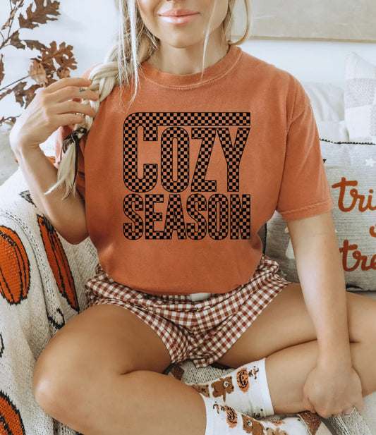 Screen Print Transfer Design S207- Cozy Season Checkered