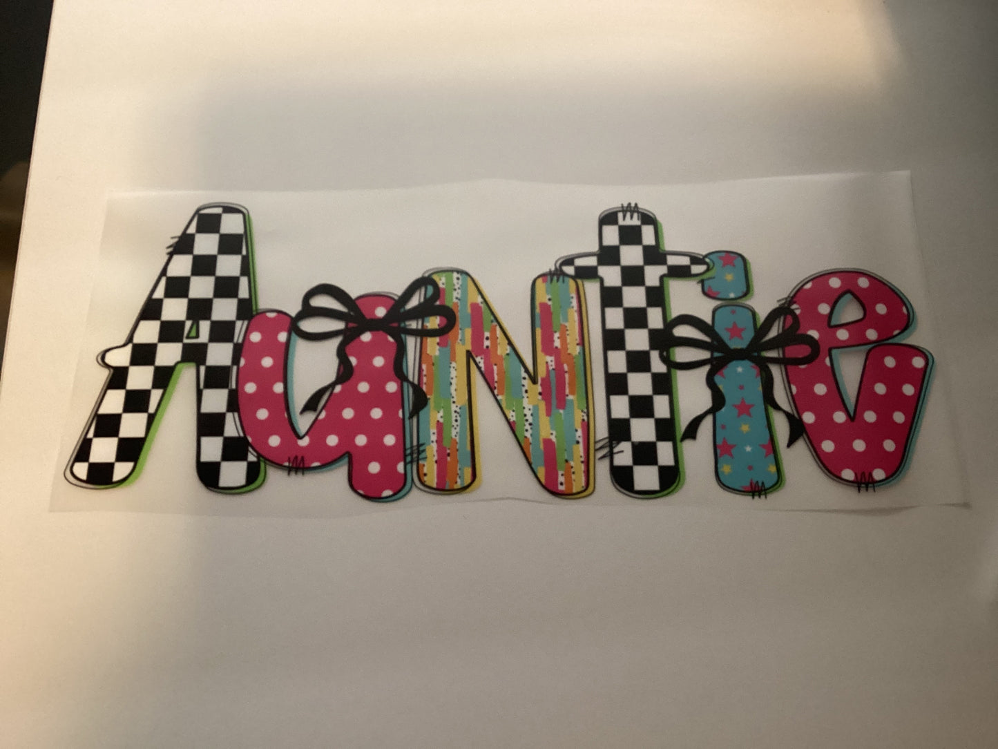 DTF Transfer Design D117- Auntie Checkered Bright