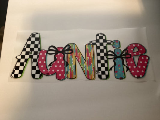 DTF Transfer Design D117- Auntie Checkered Bright