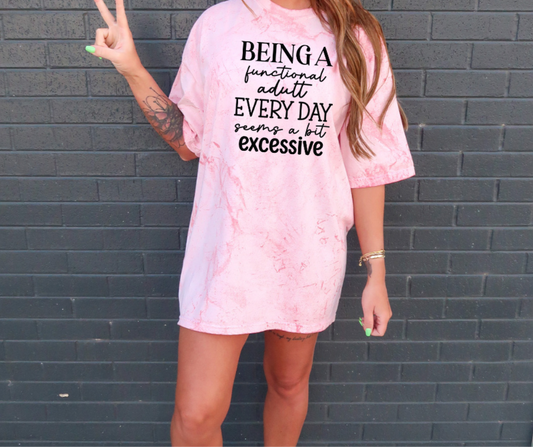 Screen Print Transfer S176- Being A Functional Adult Everyday Seems A Bit Excessive