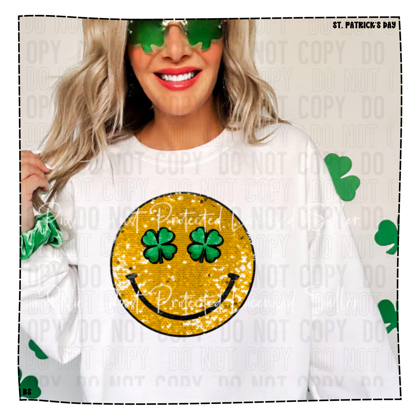 Faux Bling Gold Irish Smile