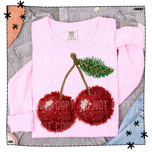 Faux Yarn Red Cherries