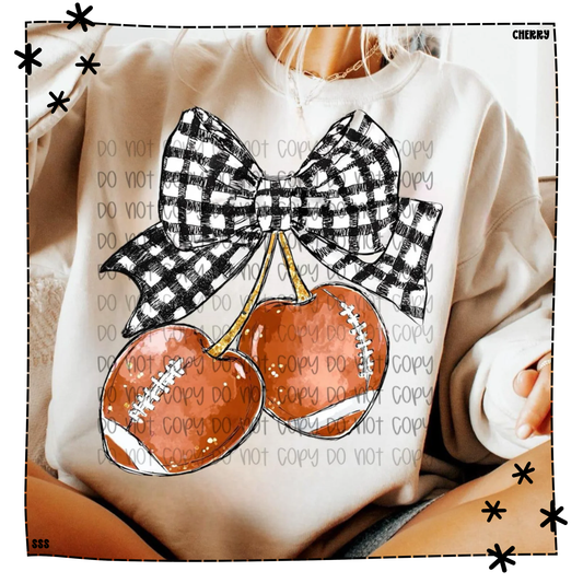 Football Cherry Gingham Bow